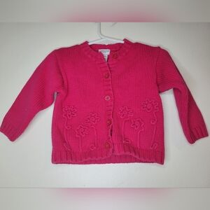 Covington fuschia pink floral embroidered cardigan, sz 12 morphs